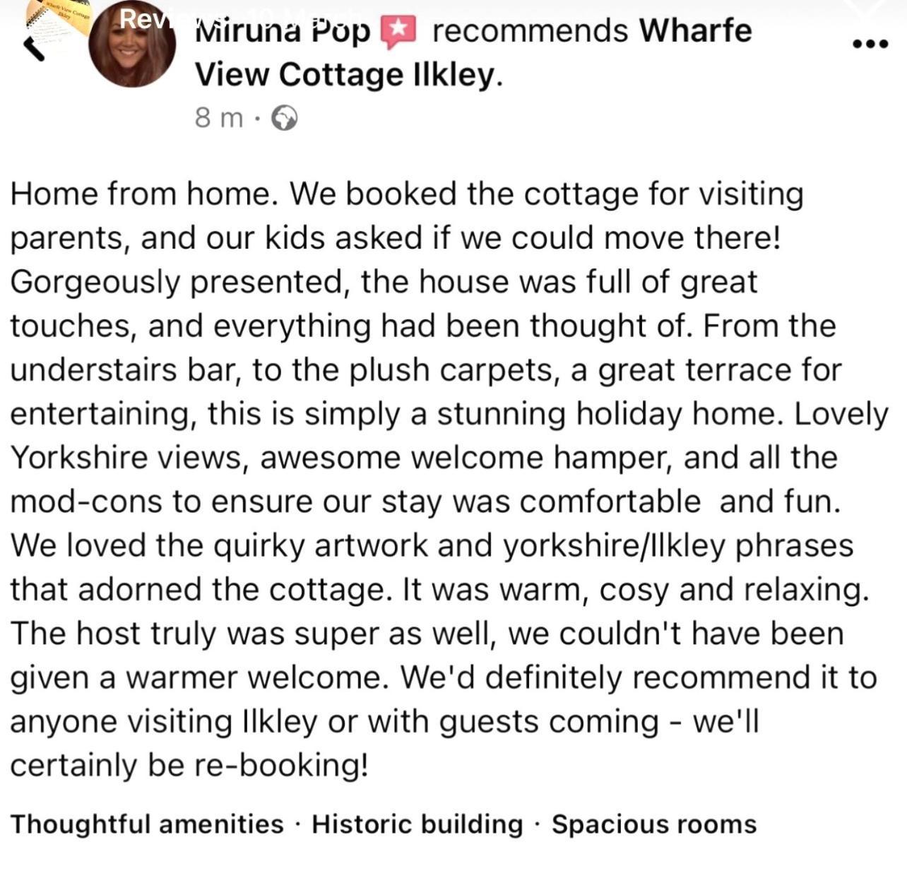 Wharfe View Cottage 伊尔克利 外观 照片